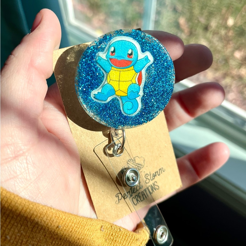 Squirtle Pokemon Handmade Resin Badge Reel